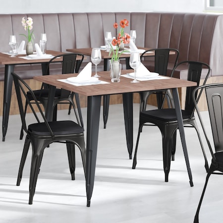 Flash Furniture Black Metal Stack Chair with Black Poly Resin Seat CH-31230-BK-PL1B-GG